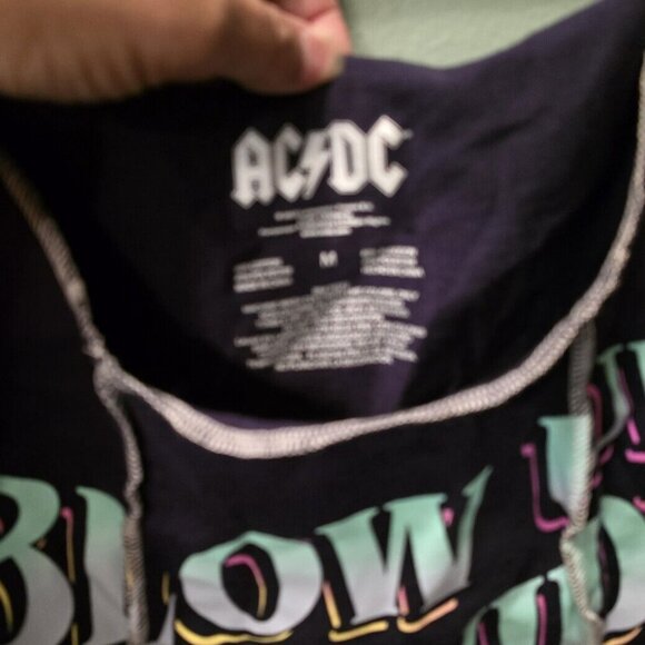 AC/DC Blow Up Your Video Graphic Cropped Tank Top Women's Size Medium Blue NWT - Picture 2 of 6